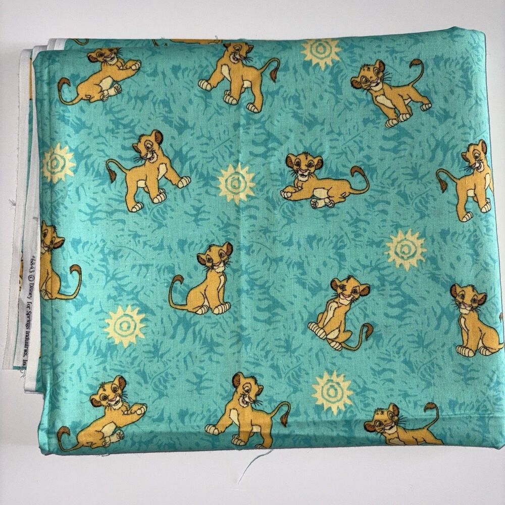 Lion King Baby Simba 2 Yds Cotton Fabric Springs Industries Aqua Blue 44 x 78